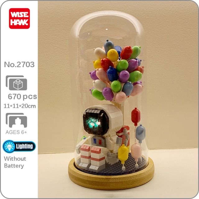 Wise Hank 2701-2703 Space Astronaut with LED Light Display Covered By Wood Base