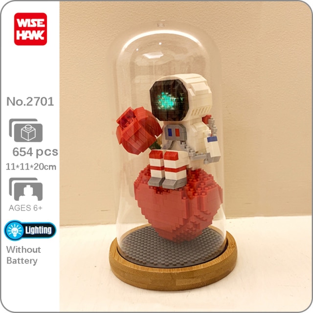 Wise Hank 2701-2703 Space Astronaut with LED Light Display Covered By Wood Base
