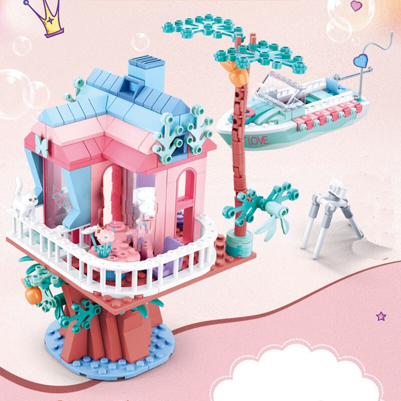 Sluban B0771 Pink Dream Wedding Tree House and Boat