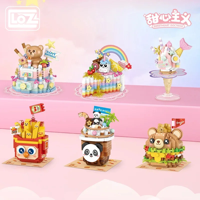 Loz 8807 - 8812 Bear Panda Hamburger Fries Dessert
