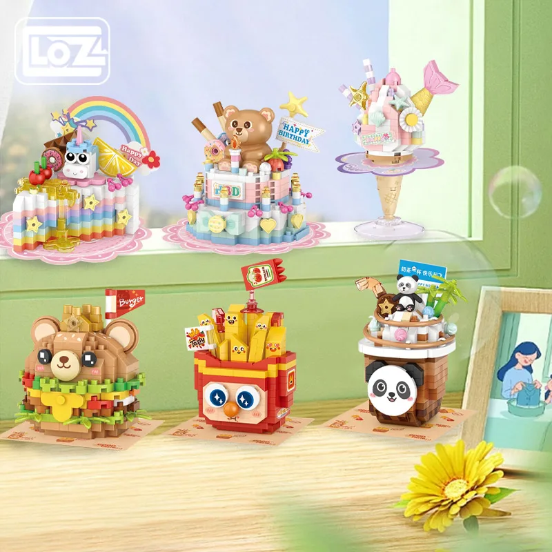 Loz 8807 - 8812 Bear Panda Hamburger Fries Dessert